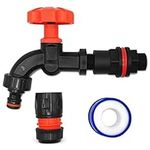 Premium Water Butts Kit – 3/4" bsp black tap with standard click lock hose connector + Hozelock compatible tap hose connector + PTFE Tape Roll – Perfect Water Butt Replacement. Set by MYPURECORE