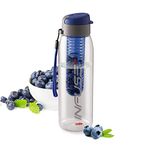 CELLO Infuse Plastic Water Bottle | Detox Bottle with Infuser Chamber | Leakproof Plastic Bottle with Wide Mouth Opening | Ideal for Gym, Office, Travel | 800ml, Blue