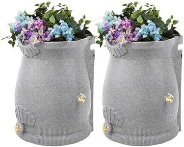 Good Ideas Rain Wizard 50 Gallon Rain Saver Barrel Water Storage Urn with Planter Space and 2 Brass Spigots, Light Granite (2 Pack)