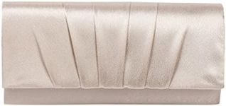 Damara Womens Satin Pleated Clutch Bag Wedding Bridal Prom Evening Handbag Off-white Size: Large