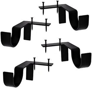 Black Tap Bracket - No Drill Curtain Rod Bracket 1" Curtain Rod, Heavy Duty Adjustable Curtain Rod Holders, Quick Hang No Damage Screwless Curtain Rods Brackets for Home Window and Door (Black,4pcs)