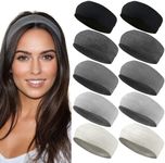 Styla Hair Headbands for Women Stretch Fashion Headbands 10 Pack Non-Slip Head Wraps Great for Spa, Sports, Yoga, Pilates, Running, Gym Headband, Workouts - Black Grey