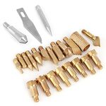 23 Pcs Wood Burning Tip Sets, Brass Pyrography Pen Tip Set Wood Burning Tools for Wood Pyrography Carving Embossing Soldering DIY Crafts