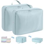 ABOUT SPACE 2 Pcs Ultra Space Saving Self Compression Organizer - 22 L Vacuum Storage Bags - Packing Vaccine Bags for Clothes Airtight Reusable -Travel Essentials (Blue -Small- L 40 x B 30 x H18.5cm)