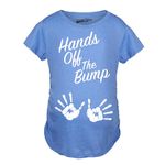 Crazy Dog Tshirts Maternity Hands Off The Bump Cute Pregnancy Shirt Fun Pregnant Gift Announcement Funny Graphic Maternity Tee Funny Maternity Shirts Light Blue L