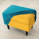 HOKIPO 210 GSM Premium Velvet Stretchable Foot Stool Cover Ottoman Slipcover, Turquoise (AR-4801-TRQ)