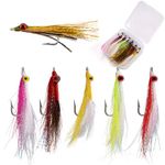 Dr.Fish 6 Pack Clouser Minnow Fishing Flies Streamer Fly Fishing Lure Artificial Fly Baitfish Bass Fishing Flies Hook Saltwater Fishing Flies Freshwater Fishing Striper Mackerel Flounder Lures #1/0