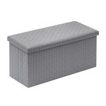 B FSOBEIIALEO Folding Storage Ottoman Faux Leather Footrest Stool Long Bench Grey 30"x15"x15"