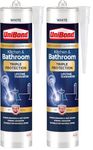 UniBond Triple Protection Anti Mould Silicone Sealant For Kitchen & Bathrooms, White Sealant Repels, Kills and Prevents Mould Growth, Long-Lasting Shower Silicone, 1x291g Cartridge (Pack of 2)