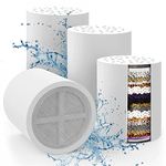 4 Pack 18 Stage BELURSUS Shower Head Water Filter Cleaner Replacement Cartridge - Universal Hard Water Softener Head Filter - Water Purifier Removes Chlorine and Fluoride