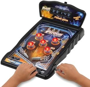 OLEOCA Tabletop Pinball Machine — Mini Pinball Game with Built-in Score Counter & Reset, Lights and Sounds, Manual Launcher, Desktop Arcade Toy for Kids Ages 3+