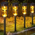 MAGGIFT 4 Pack Solar Pathway Lights - New Upgraded Large Hourglass Shape Solar Garden Lights - IP65 Waterproof Powered Landscape Path Lights for Yard, Lawn, Patio