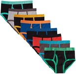 MALLARY BY MATTHEW Boys 100% Cotton Briefs Underwear (8 Pack) Basics Multicolored Elastic Briefs, M