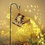 GIGALUMI Solar Watering Can Lights Outdoor Garden, Waterproof Metal Water Can Ornaments with String Lights, Solar Hanging Lantern with Bracket for Yard Lawn Pathway Patio (Fairy)