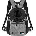 PetAmi Dog Front Carrier Backpack, Adjustable Pet Cat Chest Ventilated Dog Carrier for Hiking Camping Travel, Small Medium Puppy Large Cat Carrying Bag, Max 10 lbs, Gray