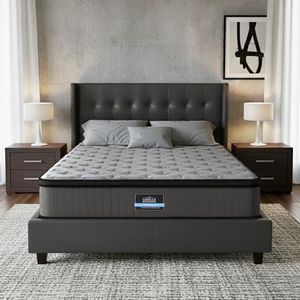 Giselle Bedding Double Mattress, 34cm Ultra-Thick Hybrid Euro Top Pocket Spring Bed, Cool Gel Memory Foam & Latex for Pressure Relief, Reinforced Edge Support, Medium Firm