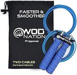 WOD Nation Attack Speed Jump Rope : Adjustable Jumping Ropes : Unique Two Cable Skipping Workout System : One Thick and One Light 11 Foot Cable : Perfect for Double Unders forHiit : Fits Men and Women