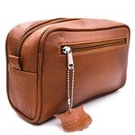 Parker Safety Razor Full Grain Leather Dopp Kit – Handmade Full Size Saddle Brown Leather Toiletry Bag Leather/Dopp Kit/Travel Bag for Effectively Carrying and Storing Toiletries