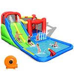 HONEY JOY Inflatable Water Slide, 7 in 1 Giant Water Bounce House Water Park for Outdoor Backyard, Double Slide, Splash Pool, Blow up Water Slides Inflatables for Kids and Adults(with 780w Blower)