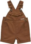 Carhartt Baby Girls' Ruffle Front Overall Shorts Canvas Shortalls, Carhartt Brown, 3T