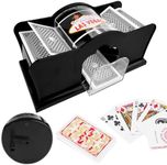 Pipihome Card Shuffler Machine, Hand Shuffling Machine 2 Decks| Poker Card Shuffling Machine | Manual Hand Cranked Card Shuffler with Crank Handle for Home Card Game, Travel Poker (Black)