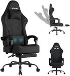 Gaming Chair for Adults with Footrest-PC Computer Video Gamer Chair- Ergonomic Big Tall Task Chair with Headrest and Lumbar Support, 360° Swivel Height Adjustable Fabric Office Chairs (Black)