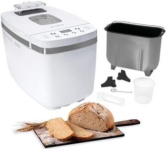 KLAMER Brotbackautomat, 14 Backprogramme, 3 einstellbare Bräunungsstufen, automatische Zubereitung von Brot, Kuchen, Pizzateig, Joghurt & Marmelade, Backform antihaftbeschichtet, Weiß