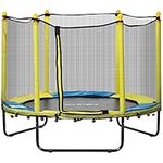 HOMCOM 4.6FT Kids Trampoline with Enclosure, Safety Net, Pads Indoor Trampoline for Kids 3-10 Years - Yellow