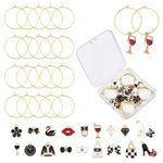 SUNNYCLUE 1 Box 18 Sets 18 Styles Wine Glass Charms Rings Wine Glass Markers Alloy Enamel Charm Pendants Funny Drink Markers Tags Designer Charms for Stem Glasses Tasting Party Favors Decoration