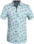 SSLR Short Sleeve Button Up Shirts for Men, Summer Shirts for Men Cotton Print Causal for Work, Vacation, Leisure (4X-Large, Light Blue)