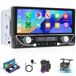 Hodozzy Double Din Car Stereo with Wireless Carplay and Android Auto, 6.86 Inch HD Touchscreen Car Radio with Bluetooth 2 DIN Mirror Link, Backup Camera,SWC, Digital Display Panel, Support USB/TF/AUX