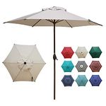 Abba Patio 9ft Patio Umbrella Outdoor Umbrella Table Market Umbrella with Push Button Tilt and Crank for Garden, Lawn, Deck, Backyard & Pool, Beige