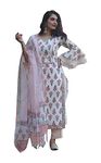 HSD Indian Kurta Set for Women with Dupatta Ethnic Party Wear Kurti Set with Pant, White & Red, XX-Large