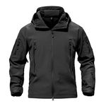 Waterproof Jackets Mens Winter Military Hooded Jacket for Men Windbreakers Softshell Jacket Men Tactical Combat Jackets and Coats for Men Skiing Snowboard Full Zip, Black, Medium (Tag L)