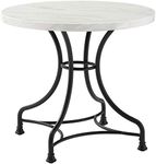 Crosley Furniture Round Dining Table, Metal, Steel with Faux Marble Top, 32"