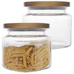 Anchor Hocking (2 Pack) 48oz Glass Jars Kitchen Canister With Wood Lids Food Storage Container Set, 6”W x 5.25”H