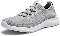 TIOSEBON Women's Ultralight Casual Fashion Walking Shoes Memory Foam Slip-On Sneakers 12 US Gray