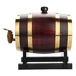 Oak Barrel,1.5L Vintage Wood Oak Timber Aging Wine Spirit Whiskey Storage Barrel with Tap for Beer Whiskey Rum Port