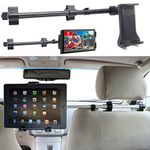 ChargerCity Premium Center Extension Car Seat Headrest Mount w/ Universal Tablet Cradle Holder for Apple iPad Air Pro Mini Nexus Samsung Galaxy Tab Microsoft Surface Pro (Fits All 7 - 12 inch screens)