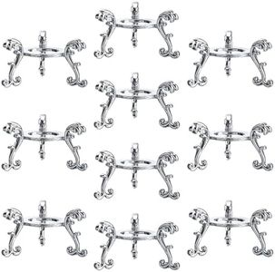 ZEERSHEE 10Pcs Silver Crystal Ball Base Display Stand,Egg Display Stand,Sphere Display Holder Desktop Ornament for Displaying Crystal Glass and Natural Stone for 40mm-80mm Sphere