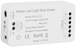 Matter WiFi Smart LED Light Strip Driver RGBCW/CW Smart LED Controller, Support Alexa Google Home App Homekit Control, 2.4G Hz WiFi Only (CW)