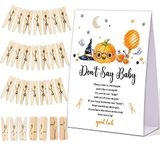 Don't Say Baby Clothespin Game, Halloween Baby Shower Game, One 5x7 Sign and 50 Mini Natural Clothespins, Gender Neutral, A Little Boo Baby Shower Decoration - MJZ57