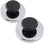 Master Magnetics Round Base Magnets with Knob - 3.20" Diameter, 1.41" Total Height with 1.75" Diameter Knob, 95 Pound Pull, Chrome, Pack of 2, HMKR-80X2