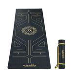 Wiselife True Alignment Yoga Mat + Sleek Yoga Strap For Men And Women | Probalance Eco-TPE Material 6MM | Extra Thick Extra Long Extra Wide | Charcoal Black