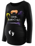 GINKANA Women's Baseball Crew Neck Flower Raglan Sleeve Maternity T-Shirt Top Pregnancy Shirt, A-halloween, X-Large