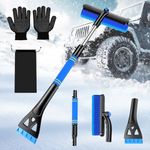 COFSODI Car Windshield Ice Scraper With Snow Brush, Snow Removal Squeegee For Automotive, Exterior Dust Remover Brushes And Brooms, Essential Winter Car Window Extendable Long Handled Snow Brush Tool.