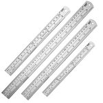 Birsppy Ruler Metal Straight Edge Ruler Stainless Steel Ruler 6 Inch 8 Inch 12 Inch 16 Inch Ruler Set Rulers Bulk Set of 4