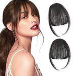 BAERFIT Clip in Bangs for Women 100% Human Hair Extensions for Women Black Artificial Front Bangs Fake Bangs Clip Curved Bangs Fake bangs Hair Topper Wig Real Hair Topper