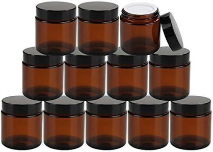 Encheng 25Pack of 4 oz Amber Round Glass Jars, with Inner Liners and black Lids,Empty Cosmetic Containers,Cream jars