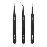 iFixit Precision Tweezers Set, Precision Repair Set with 3 Antistatic Tweezers to Repair Electronic Devices Such as Smartphone, Tablet, PS4, PC